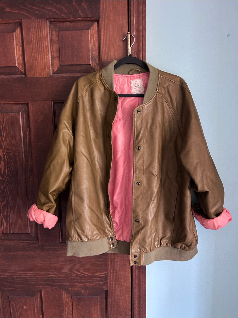 We The Free People Women’s Vegan Leather Bomber Jacket - L
